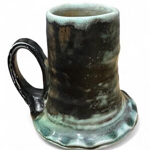 Handmade Ceramic Mug in Mint Green and Black